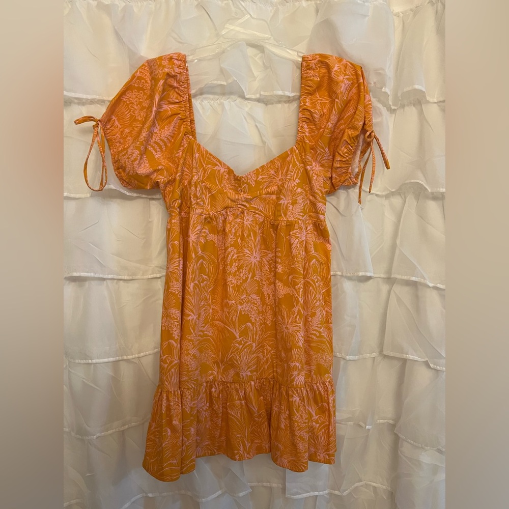 Lush Orange and Pink tropical Dress